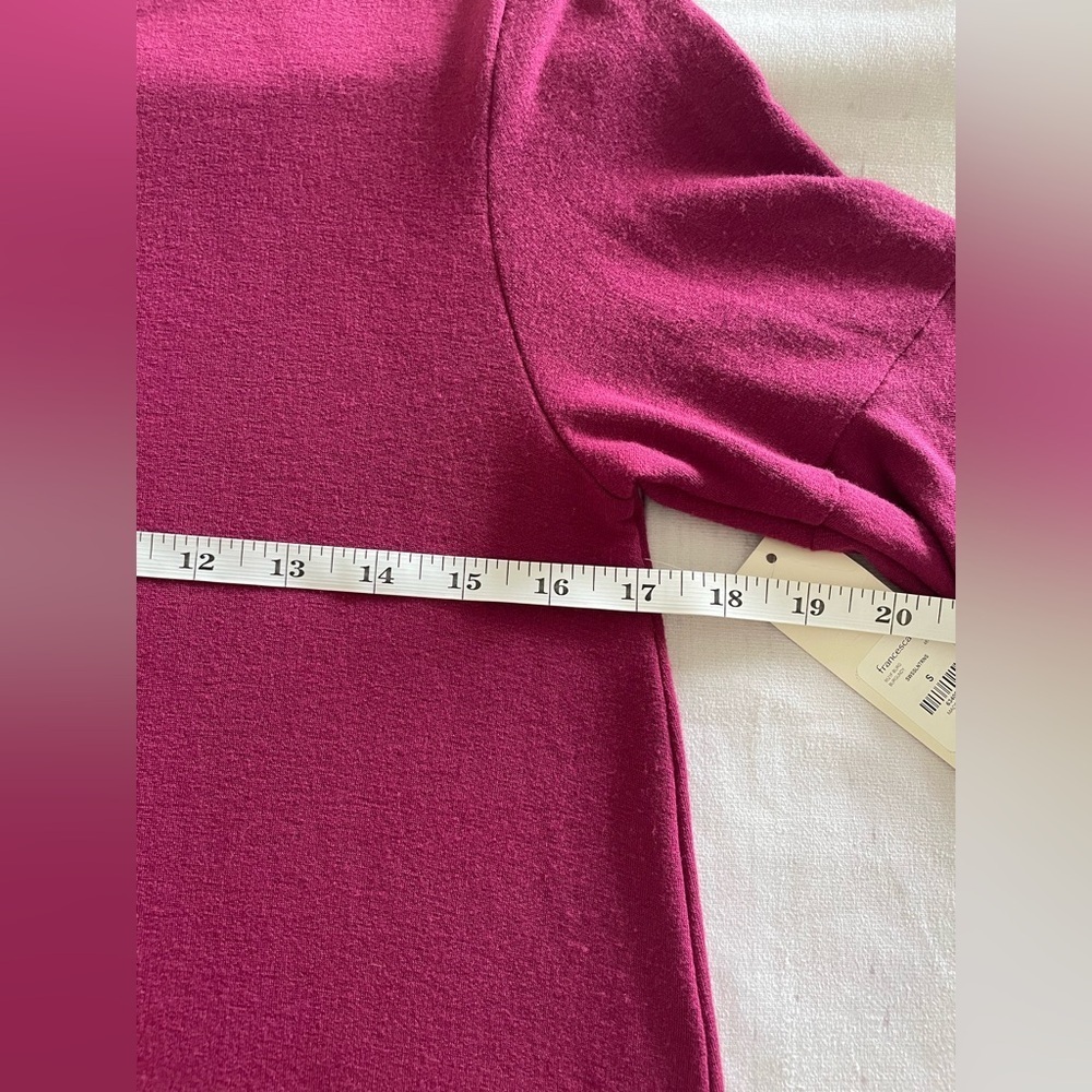 🚨NWT Francesca’s Alya Shirt Dress Womens S Burgundy 3/4 Bell Sleeve Flowy Casual - Picture 11 of 14